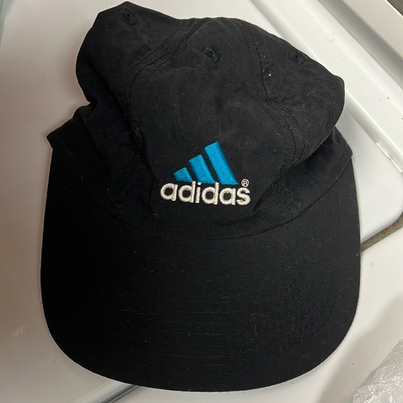 Adidas cap black, with white lettering and aqua blue stripe - Picture 1 of 3